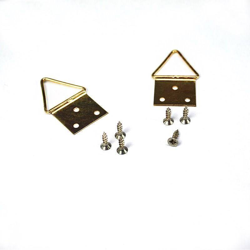 Mosiężne zawieszki trójkątne duże z wkrętami do obrazów, fotografii oraz rysunków