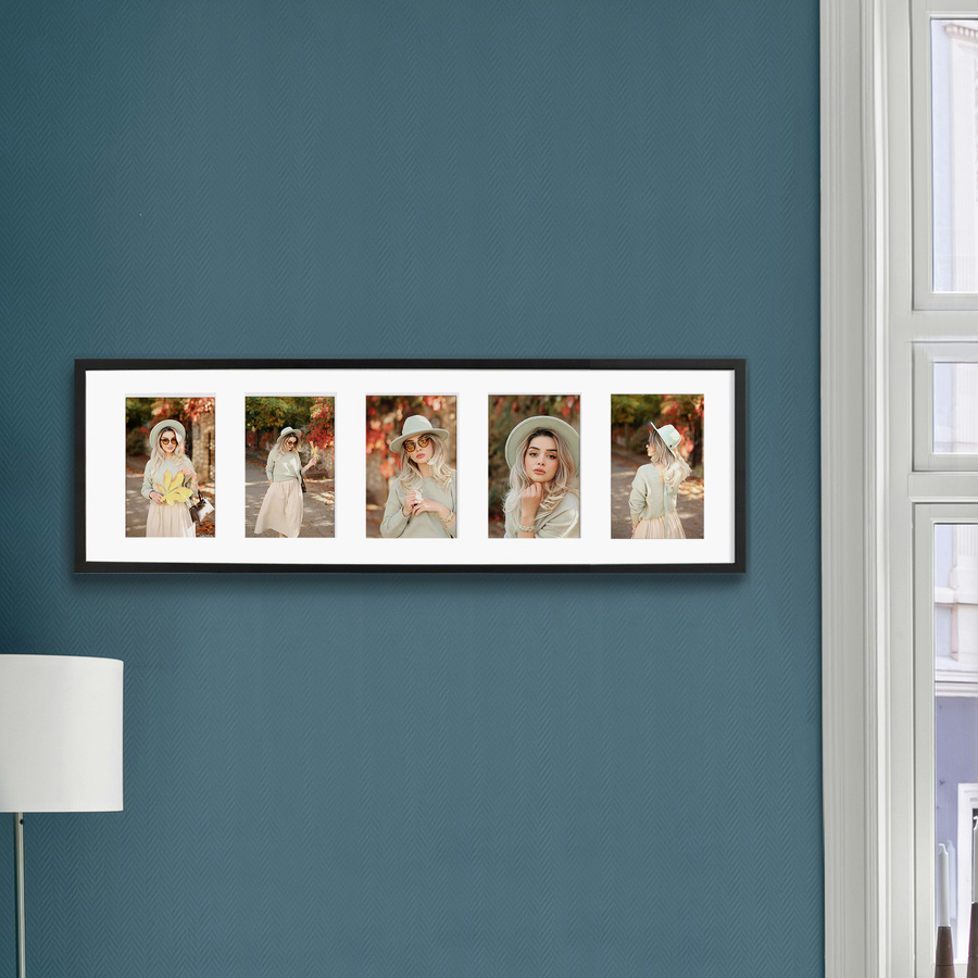 Ramka drewniana galeria passe-partout Black 20x68 - kolor czarny