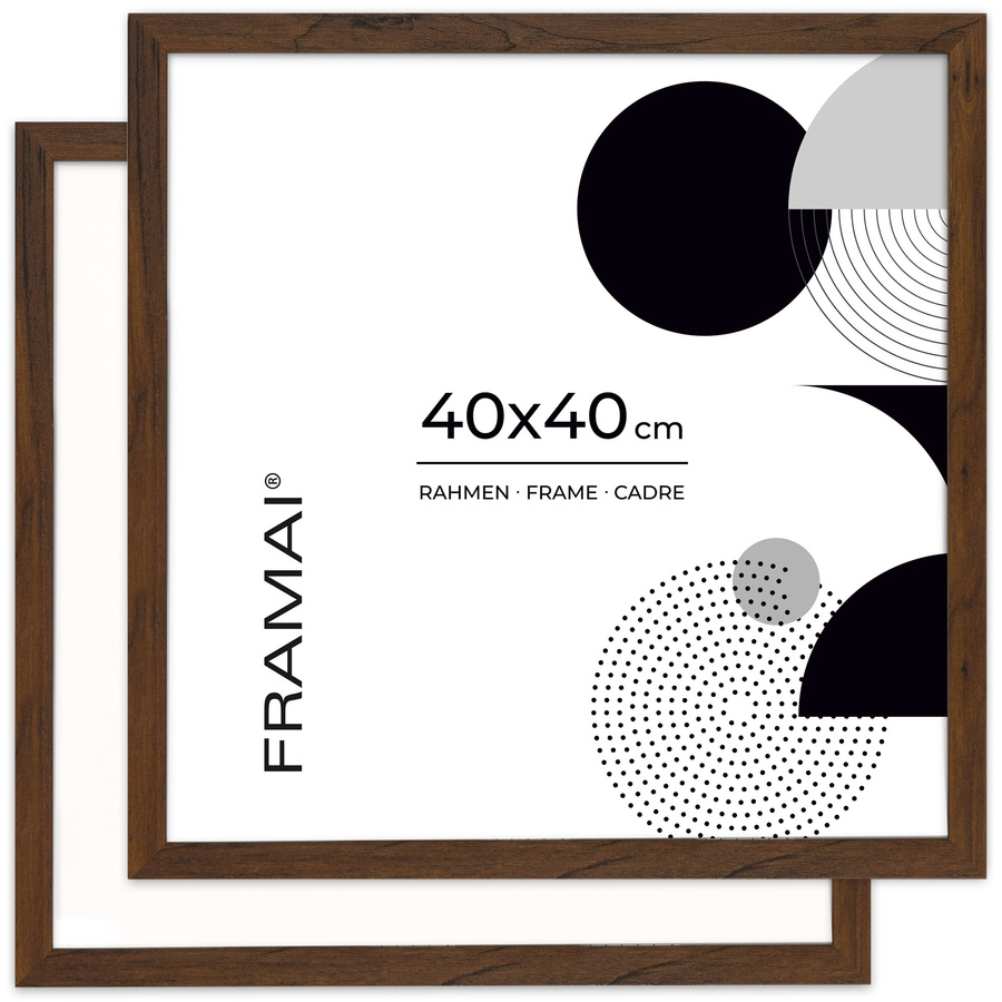 Brązowa ramka na zdjęcia w rozmiarze 40x40 cm