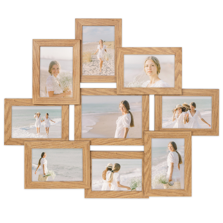 Multirama w dębowym kolorze MULTI HEN 01 na 9 zdjęć ramka na zdjęcia