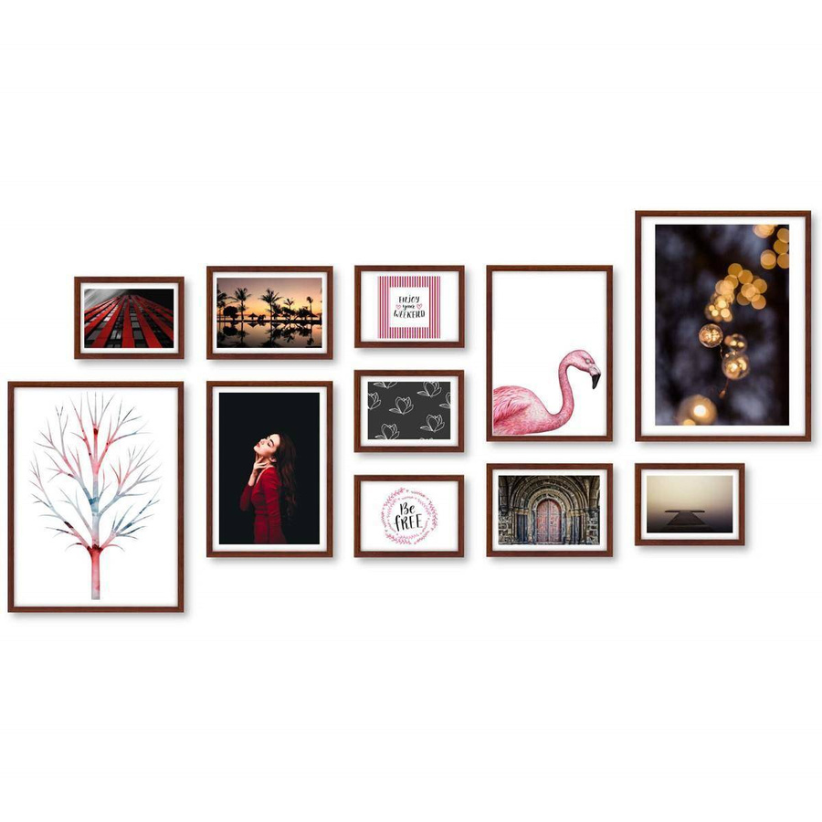 Galeria ścienna PINIA 3 GF0005. Zestaw brązowych ramek na ścianę