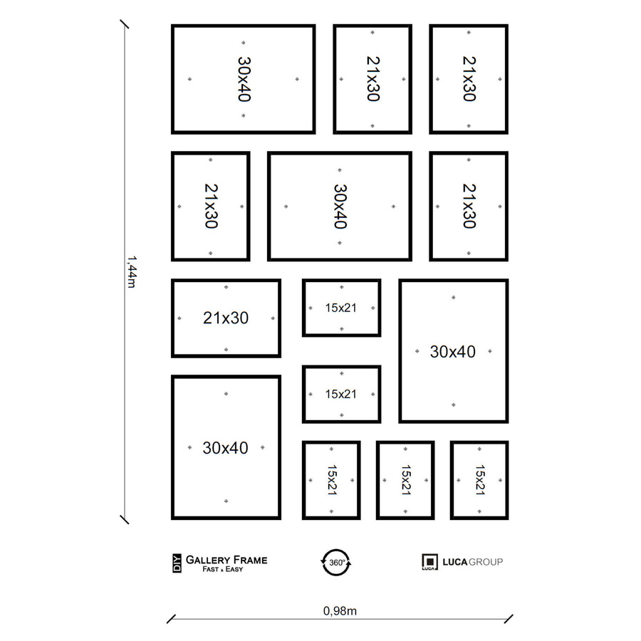 Galeria ścienna PRESTO 5 GF0001. Zestaw brązowych ramek na ścianę