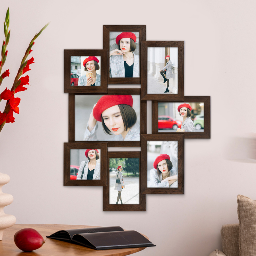 Multirama w brązowym kolorze MULTI HEN 4 na 8 zdjęć ramka na zdjęcia