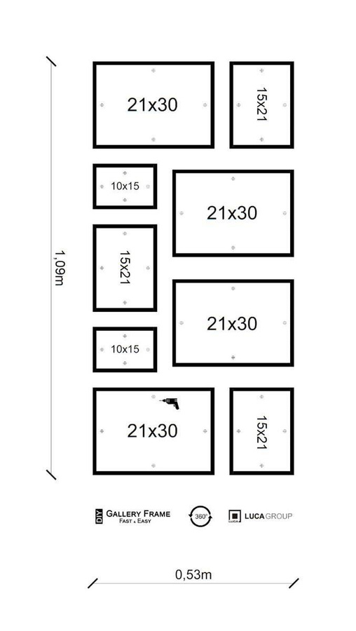 Galeria ścienna PINIA 05 GF0004. Zestaw szarych ramek na ścianę