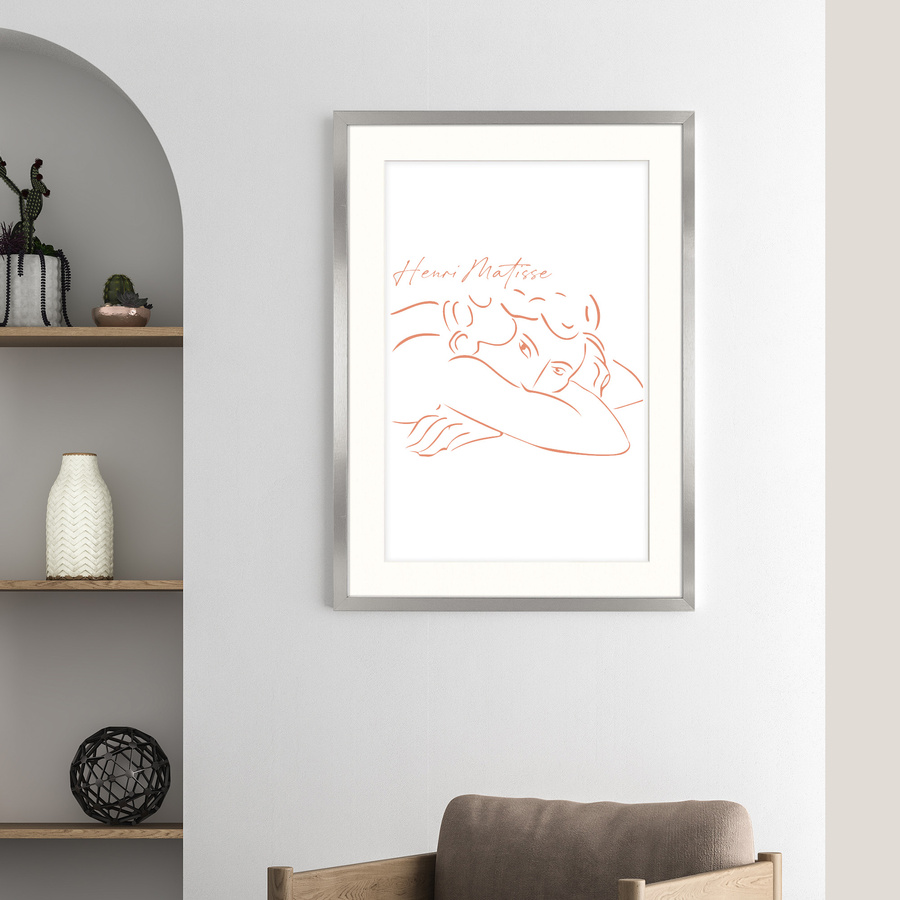 Srebrna ramka z passe partout na zdjęcia w rozmiarze 50x70 cm z okienkiem passe partout 40x60 cm