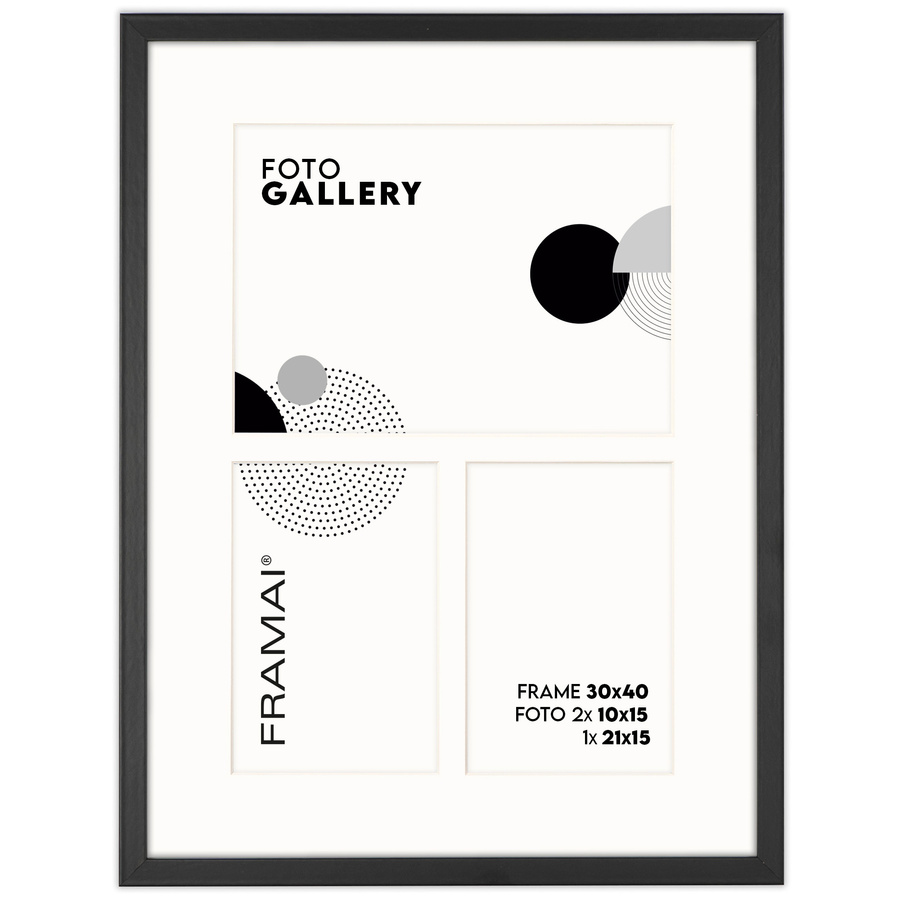 Foto galeria 30x40 cm na 3 zdjęcia o wymiarach 10x15 cm 15x21 cm czarna
