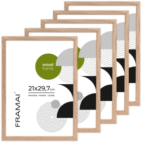 Ramka z drewna dębowego na zdjęcia 5 szt. OAK 21x29,7 cm