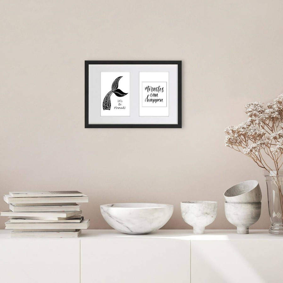 Ramka drewniana galeria passe-partout Black 23x35 - kolor czarny