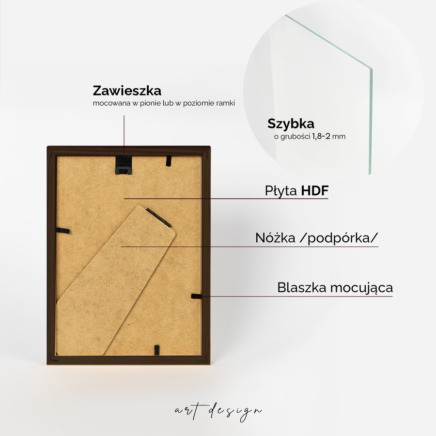 Ramka drewniana PINIA 3328, płaska fotoramka na zdjęcia, plakaty lub rysunki - kolor czarny