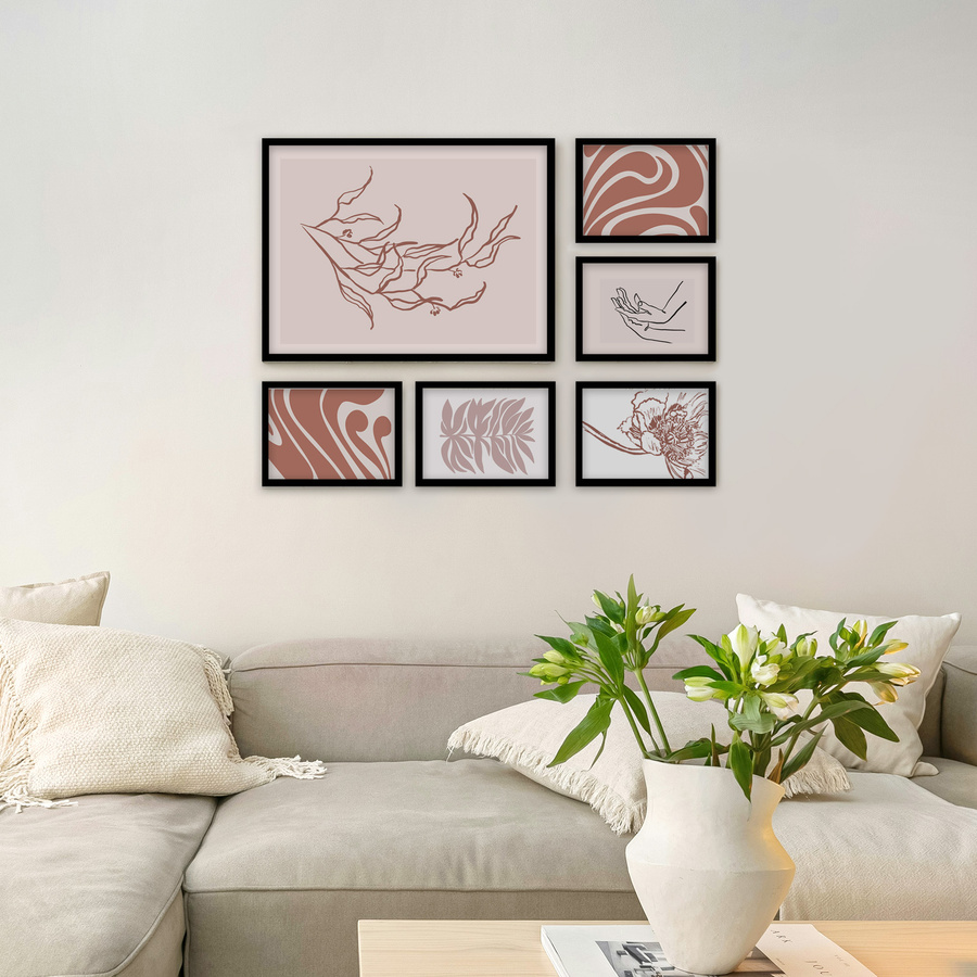 Galeria ścienna PINIA 2 GF0002. Zestaw czarnych ramek na ścianę