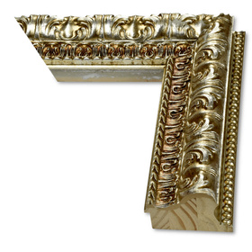 Rama do obrazów, zdjęć oraz luster na wymiar LUCA #2562. Stylowa z ornamentami, drewniana oprawa - holkiel, kolor szampański