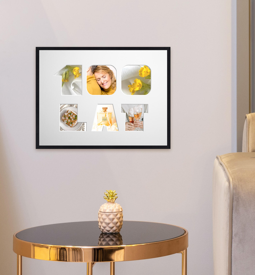 Ramka na URODZINY w kolorze czarnym. Ramka z passe partout o rozmiarze 30x40 cm