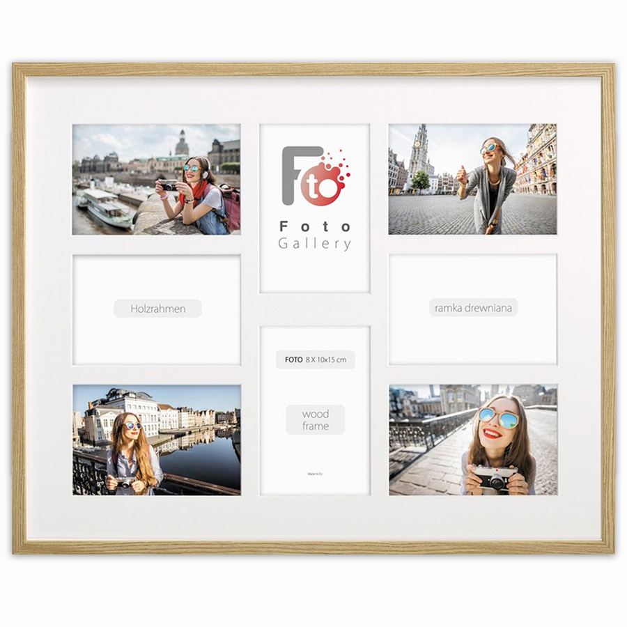 Ramka drewniana galeria passe-partout Natural 40x50 A - kolor naturalne drewno