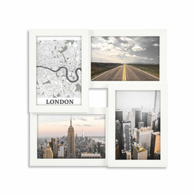 Multirama drewniana White 41, zestaw ramek 4 X 10x15 cm - biała