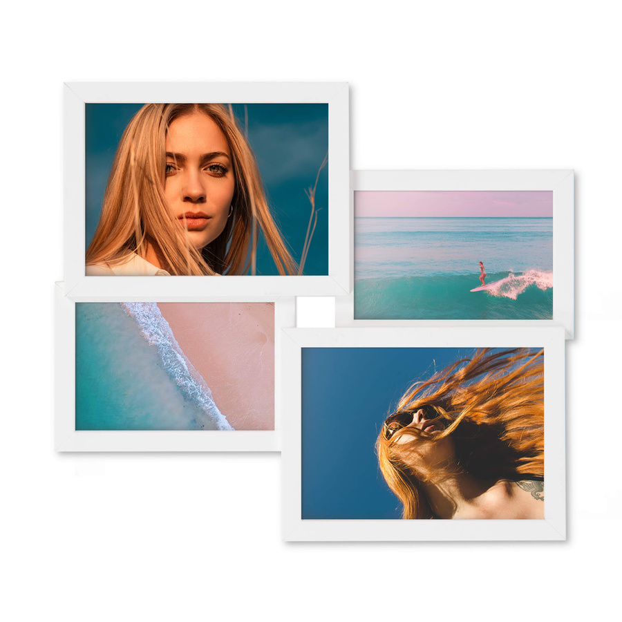 Multirama drewniana White 42, zestaw ramek 2 X 10x15 cm, 2 X 13x18 cm - biała