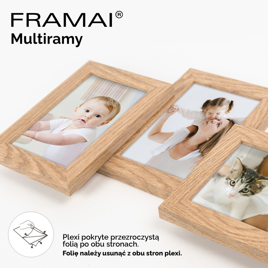 Multirama w dębowym kolorze MULTI HEN 01 na 9 zdjęć ramka na zdjęcia