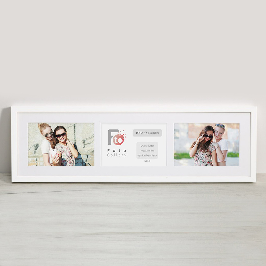 Ramka drewniana galeria passe-partout White 18x66 - kolor biały