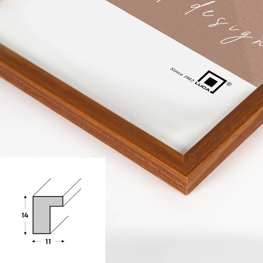 Ramka drewniana PINIA 3324, płaska fotoramka na zdjęcia, plakaty lub rysunki - kolor jasny brąz