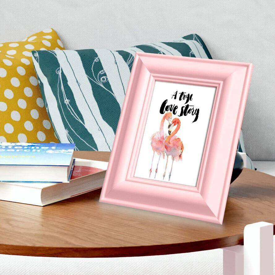 Ramka drewniana FAVARO 2141, nowoczesna fotoramka na zdjęcia, plakaty lub obrazy - kolor różowy