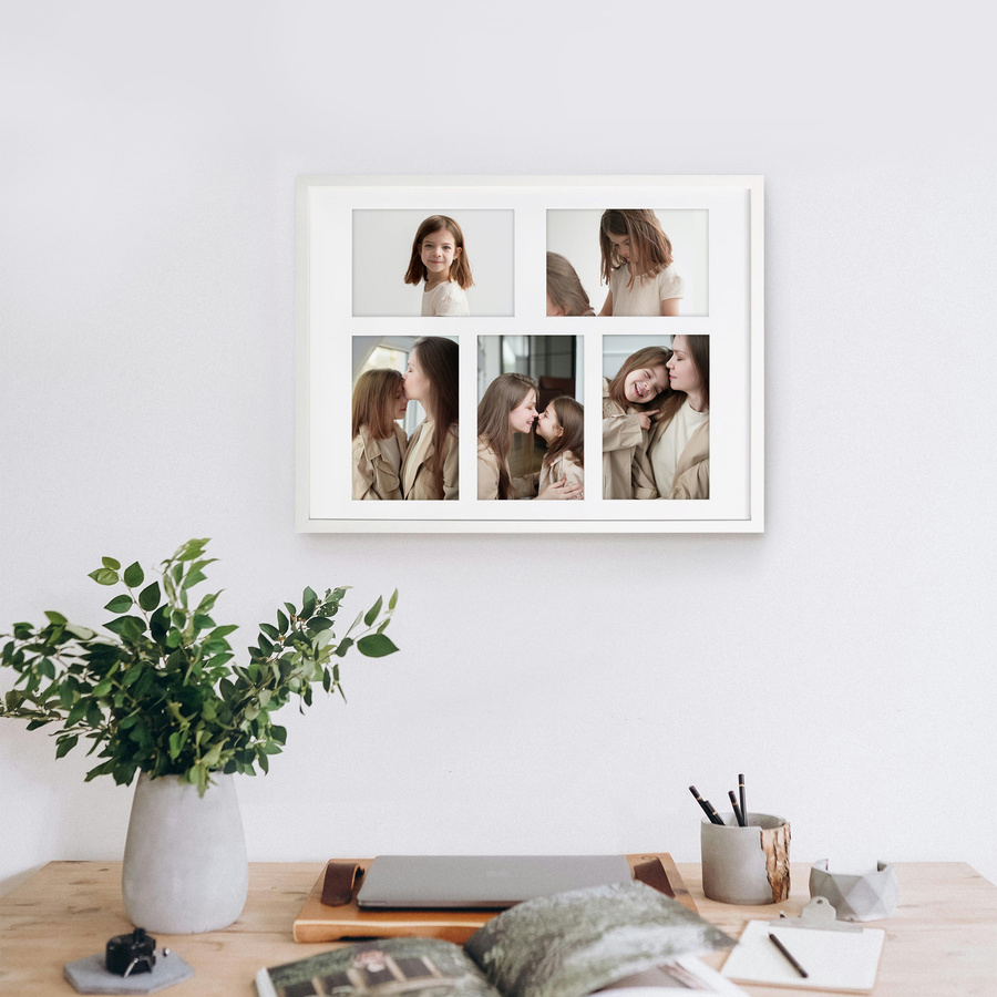 Ramka drewniana galeria passe-partout White 30x40 B - kolor biały