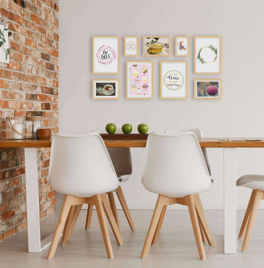 Galeria ścienna PINIA 0 GF0004. Zestaw naturalnych ramek na ścianę