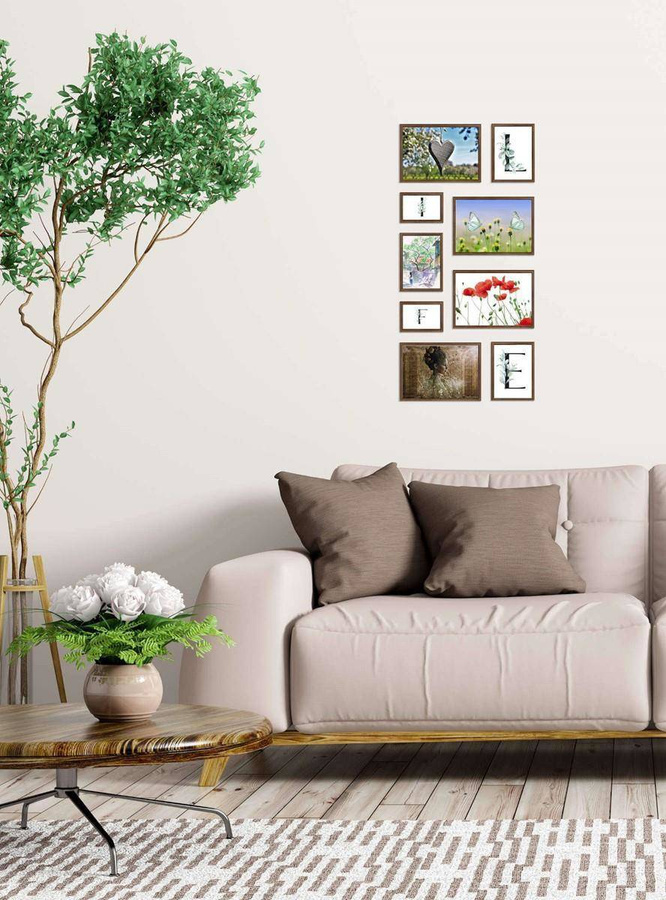 Galeria ścienna PRESTO 4 GF0004. Zestaw brązowych ramek na ścianę