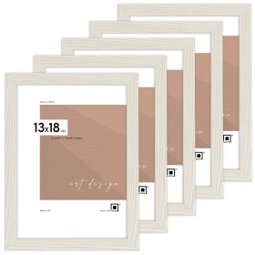 Zestaw 5 białych ramek na zdjęcia FDM 5 w rozmiarze 13x18 cm