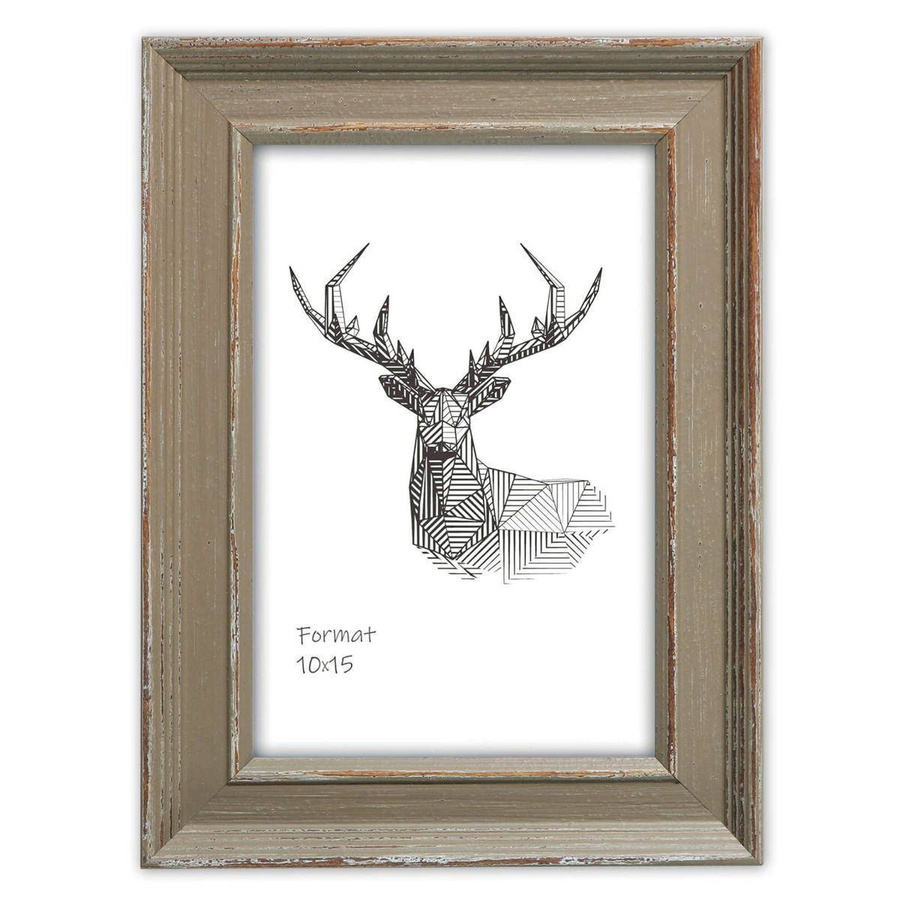 Ramka drewniana GIRIO 2030, fotoramka na zdjęcia, plakaty lub obrazy w stylu shabby chic - kolor beżowy, przetarcia