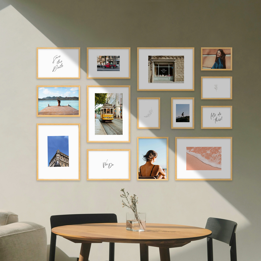 Galeria ścienna PRESTO 0 GF0001. Zestaw naturalnych ramek na ścianę