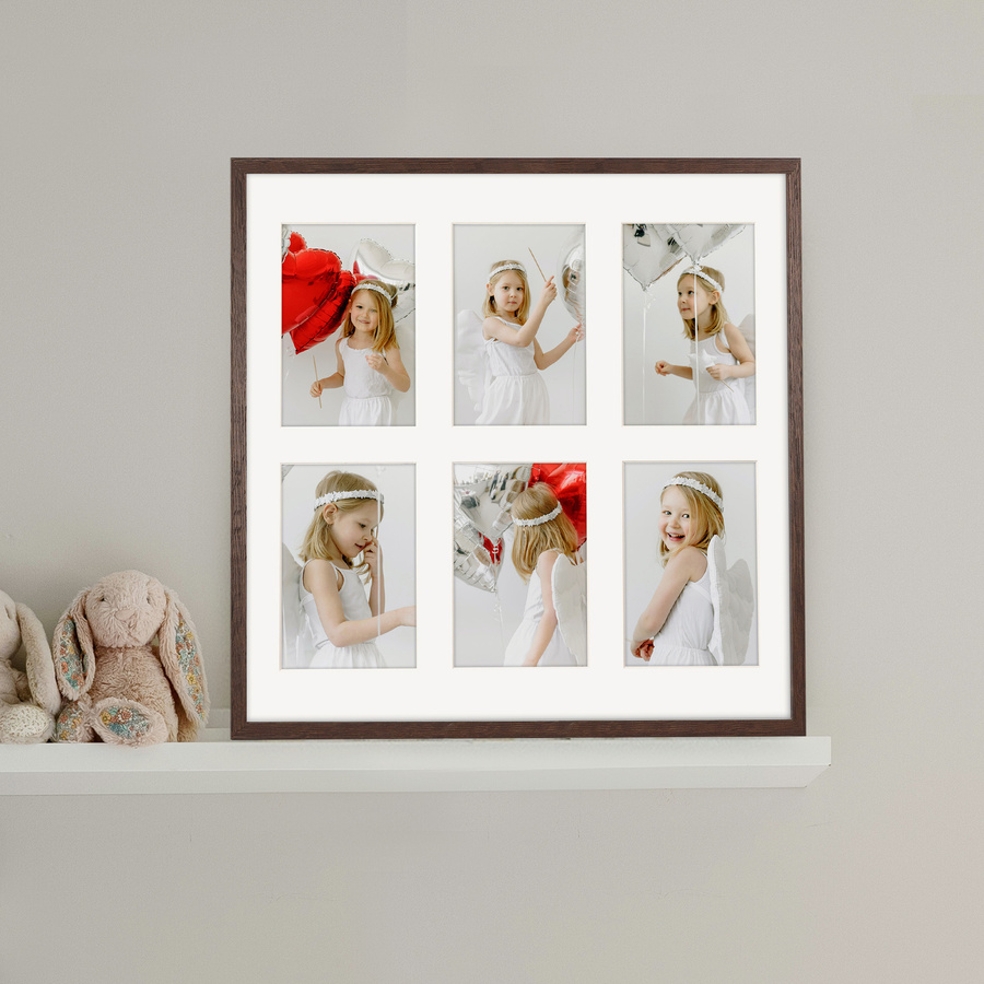 Foto galeria 40x40 cm na 6 zdjęć o wymiarach 10x15 cm brązowa