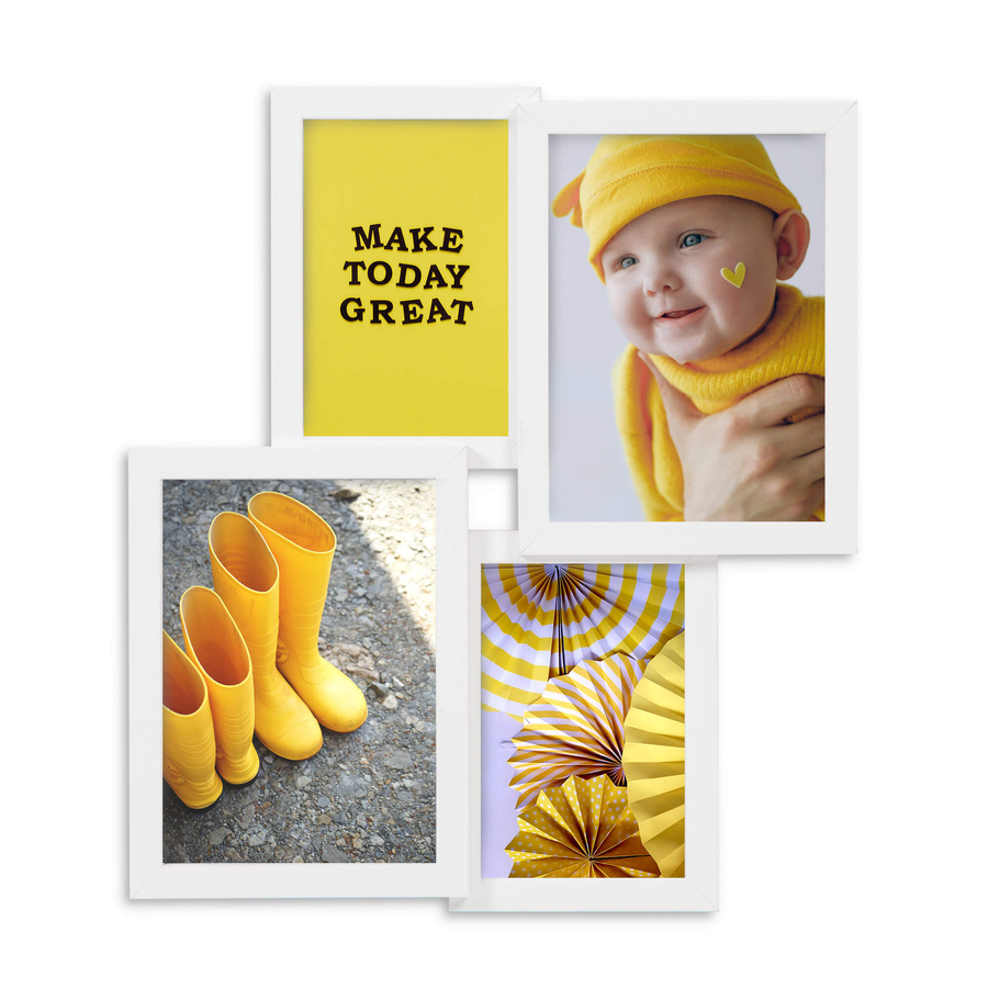 Multirama drewniana White 42, zestaw ramek 2 X 10x15 cm, 2 X 13x18 cm - biała