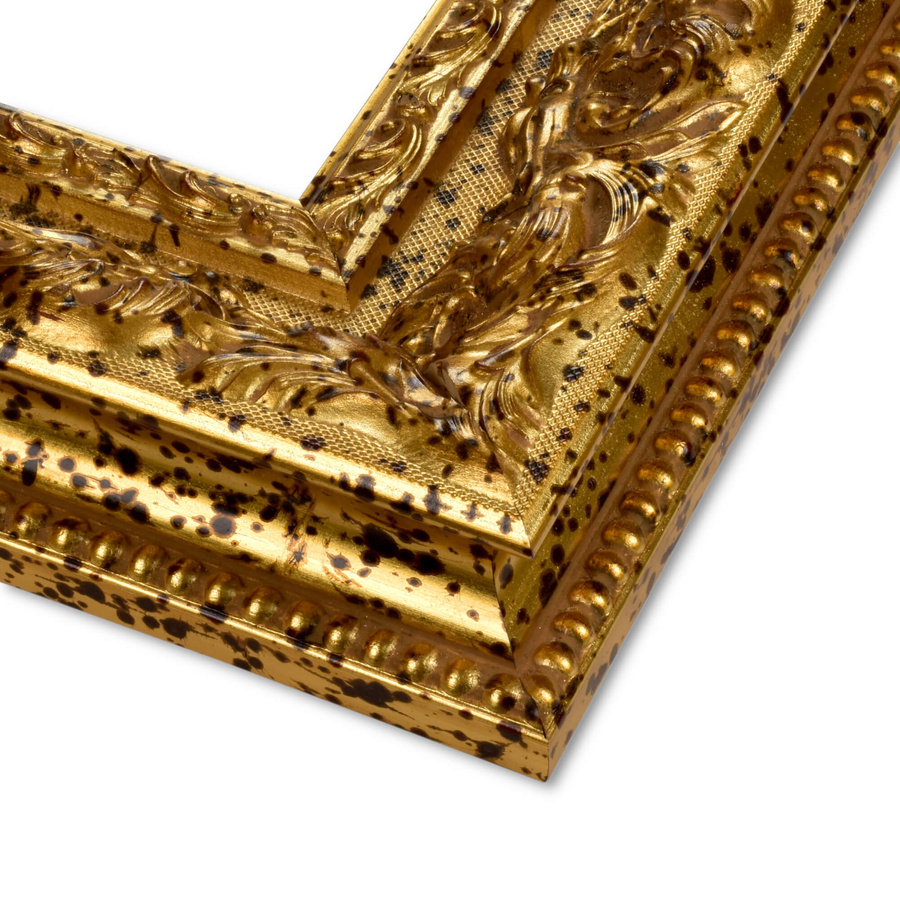 Rama do obrazów, zdjęć, luster na wymiar LUCA #2567. Bogato zdobiona drewniana oprawa - ornamenty, kolor złoty patyna