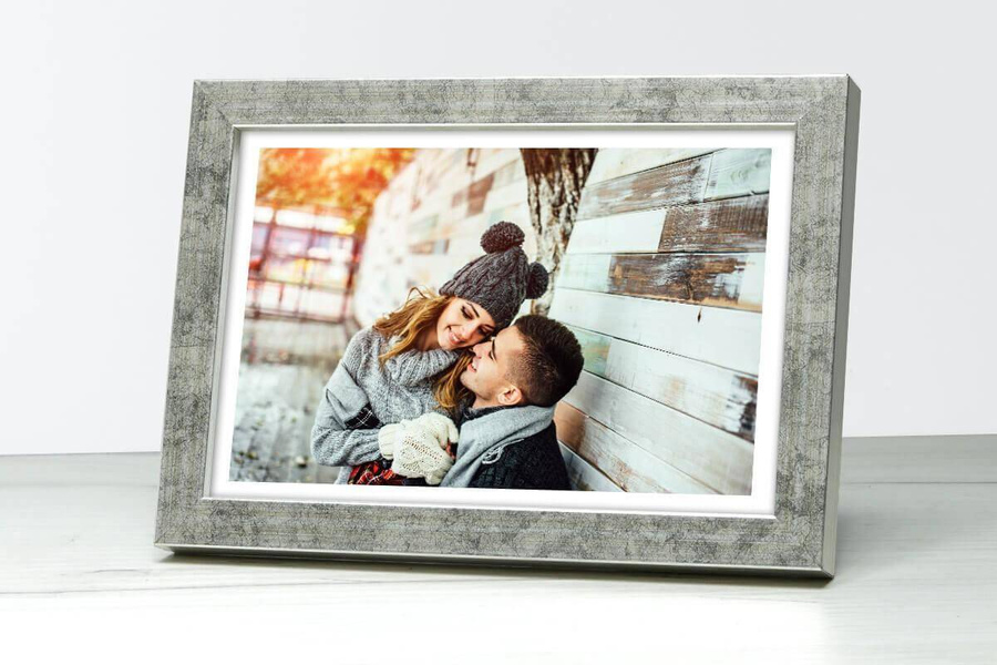 Ramka drewniana ARMO 1891, fotoramka na zdjęcia, plakaty lub rysunki - kolor srebrny, refleksy