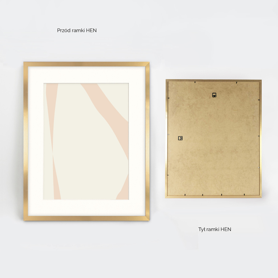 Ramka 40×50 cm w złotym kolorze z passe-partout przeznaczonym na zdjęcia 30×40 cm.