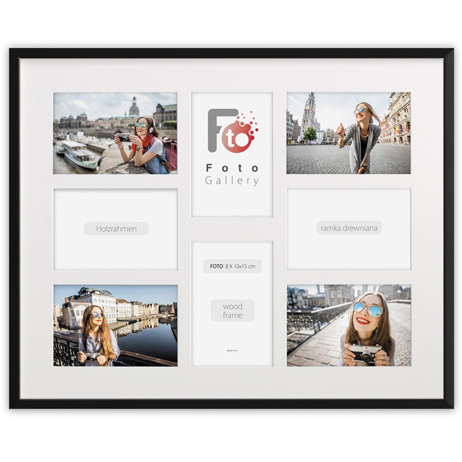 Ramka drewniana galeria passe-partout Black 40x50 A - kolor czarny