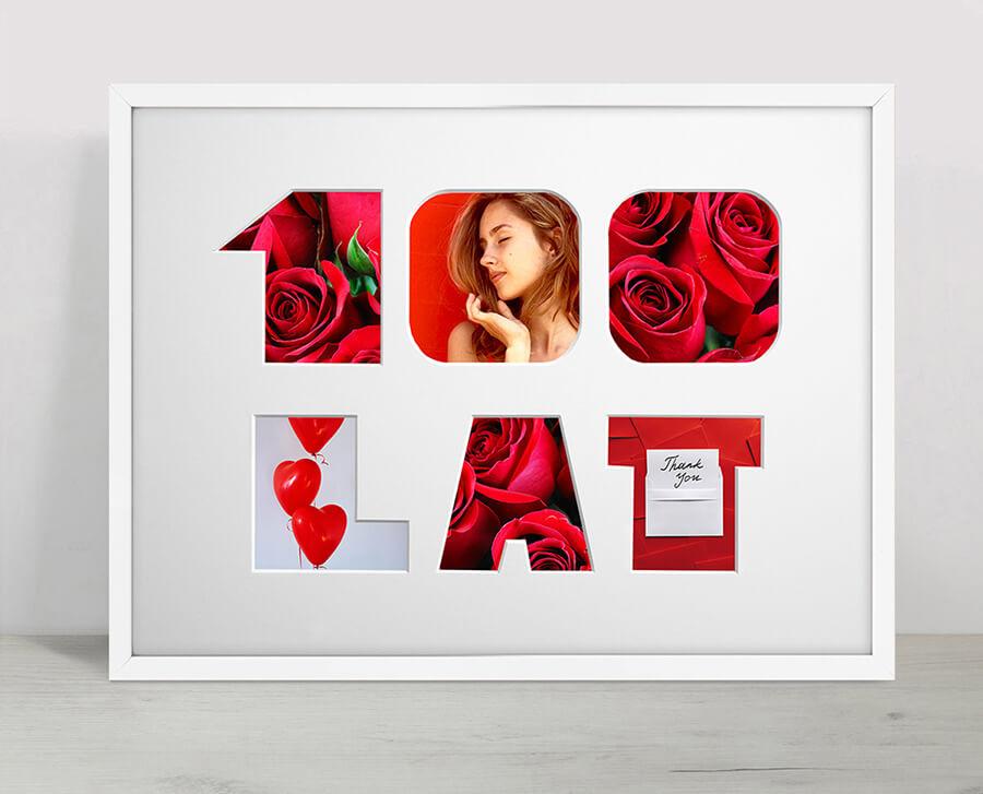 Ramka na URODZINY w kolorze białym. Ramka z passe partout o rozmiarze 30x40 cm