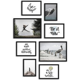 Galeria ścienna PINIA 2 GF0007. Zestaw czarnych ramek na ścianę