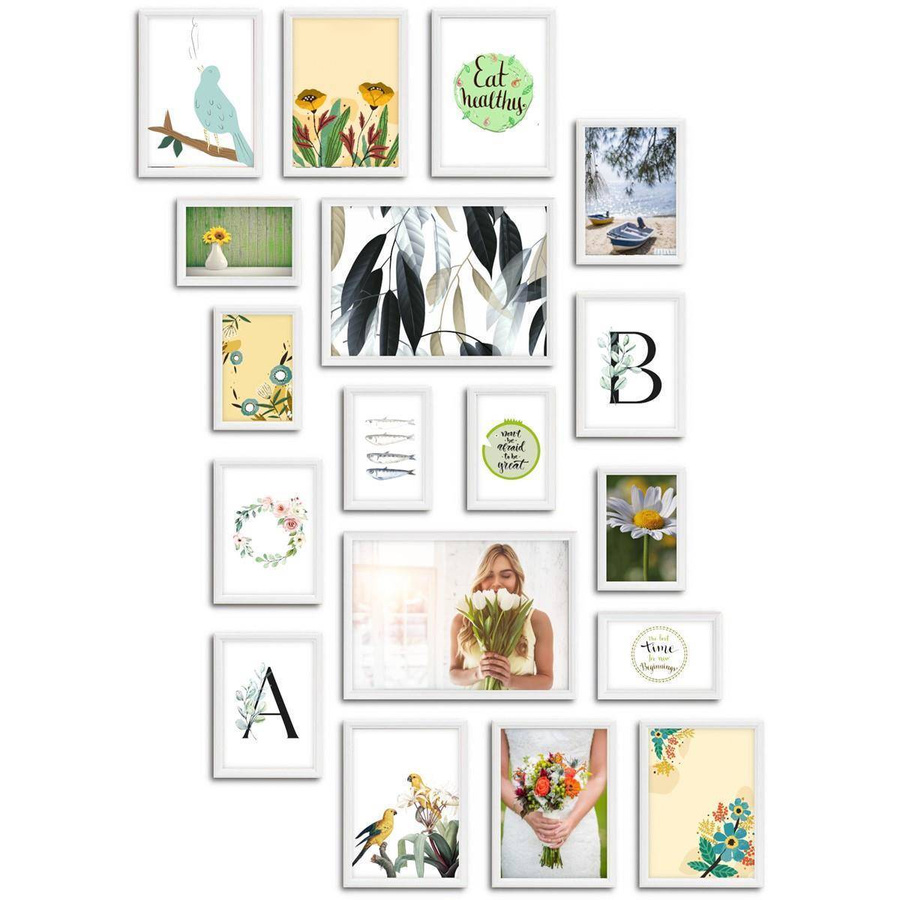 Galeria ścienna PRESTO 1 GF0006. Zestaw białych ramek na ścianę