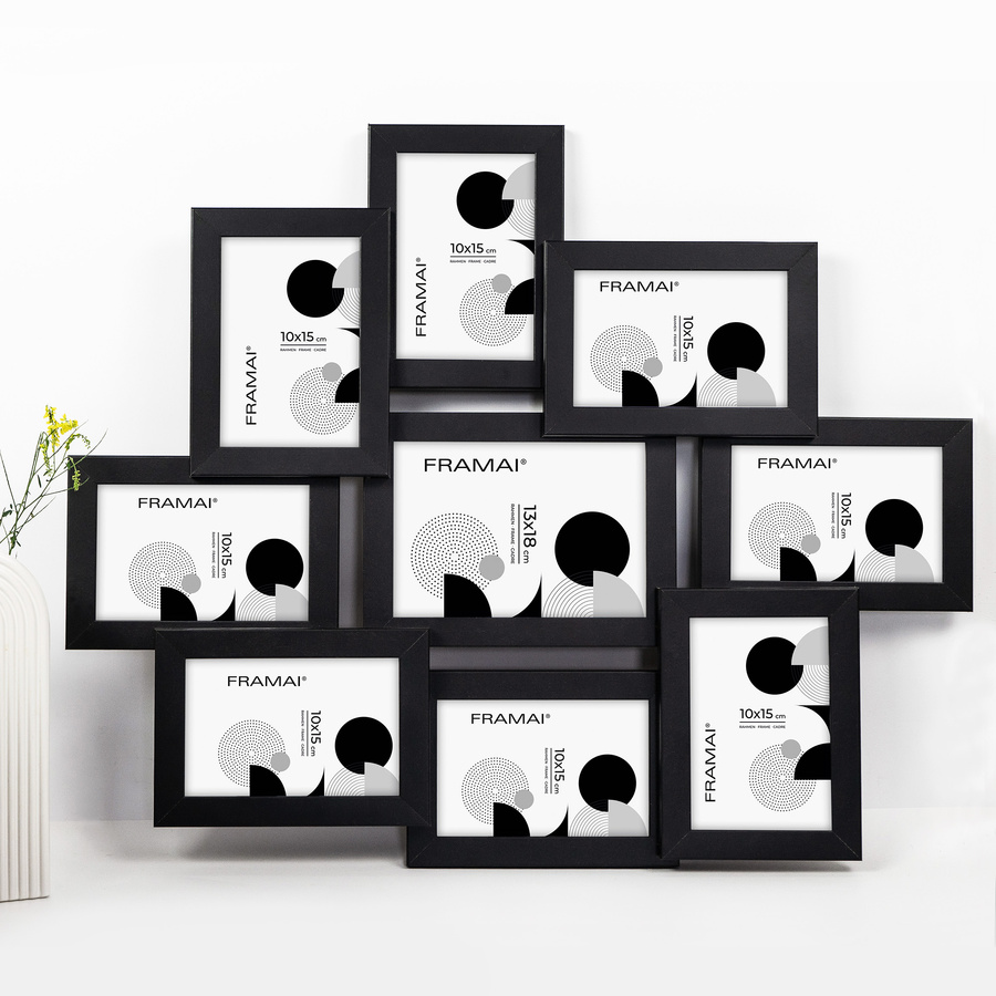 Multirama w czarnym kolorze MULTI HEN 2 na 9 zdjęć ramka na zdjęcia