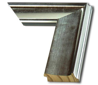 Rama do obrazów, zdjęć oraz luster na wymiar LUCA #1156. Nowoczesna profilowana, drewniana oprawa - kolor srebro błyszczące