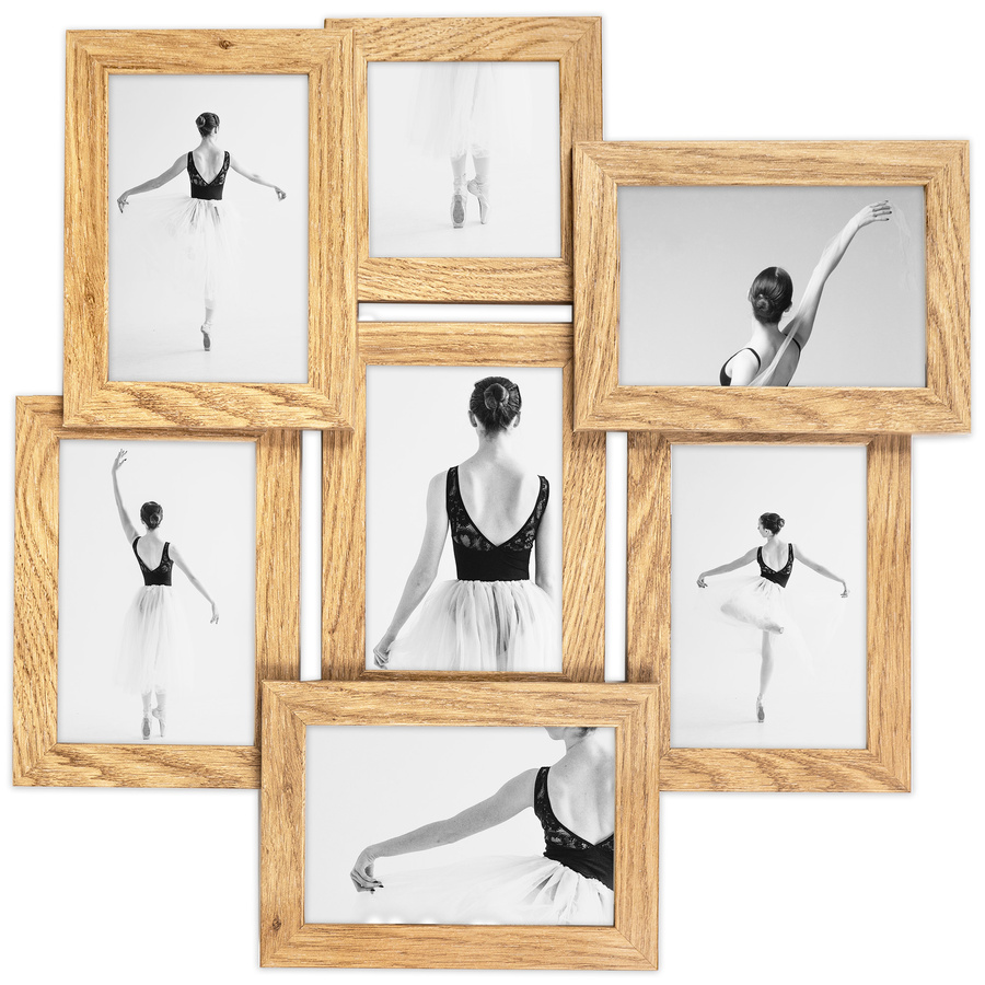 Multirama w dębowym kolorze MULTI HEN 01 na 7 zdjęć ramka na zdjęcia
