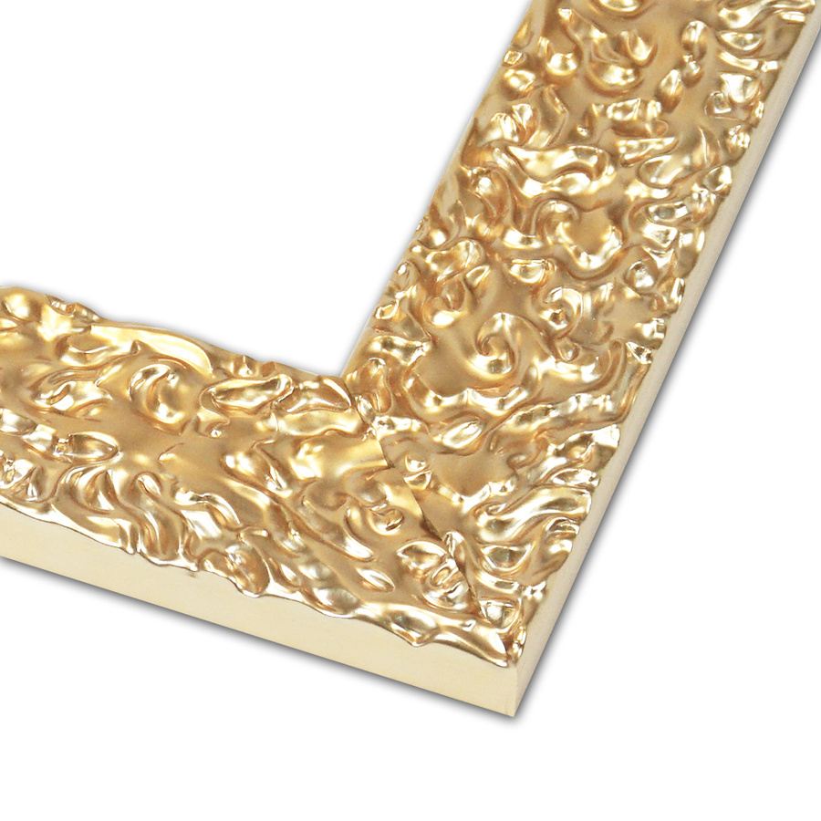 Rama do lustra, obrazu, zdjęcia na wymiar LUCA #2095. Ozdobna gnieciona drewniana oprawa - w kolorze jasnego złota