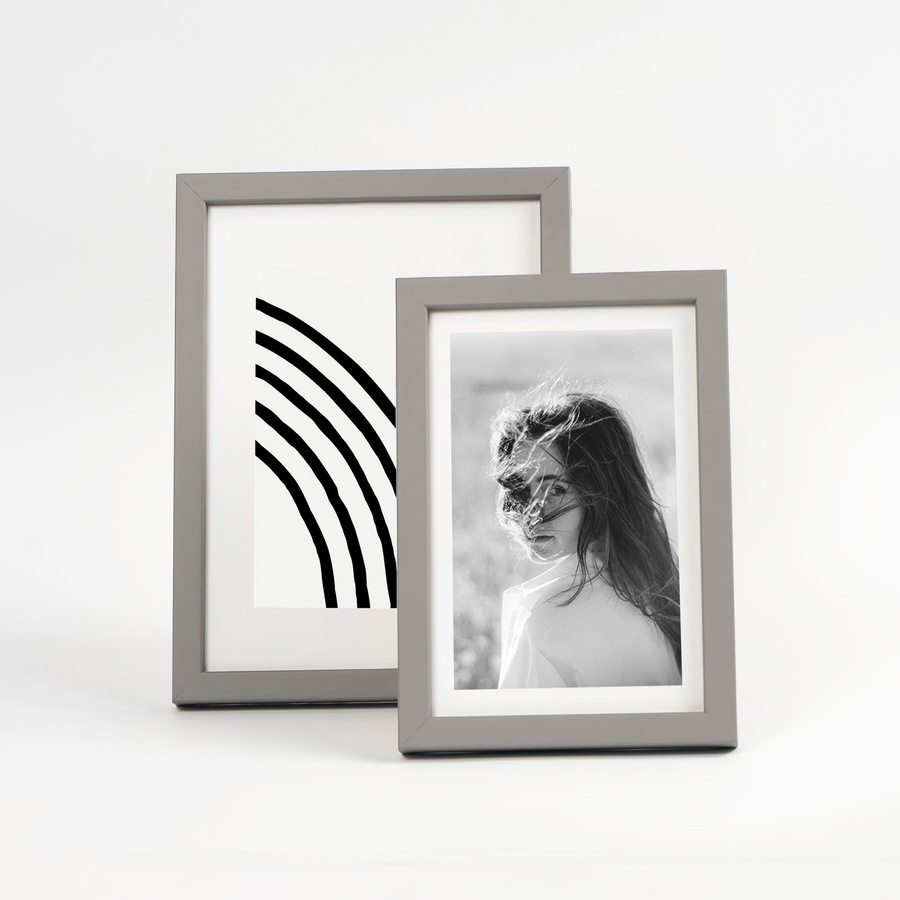 Ramka drewniana PINIA 3333, płaska fotoramka na zdjęcia, plakaty lub rysunki - kolor popielaty