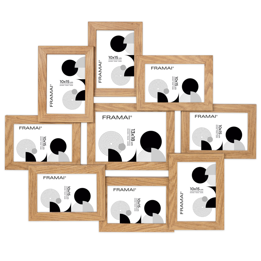 Multirama w dębowym kolorze MULTI HEN 01 na 9 zdjęć ramka na zdjęcia