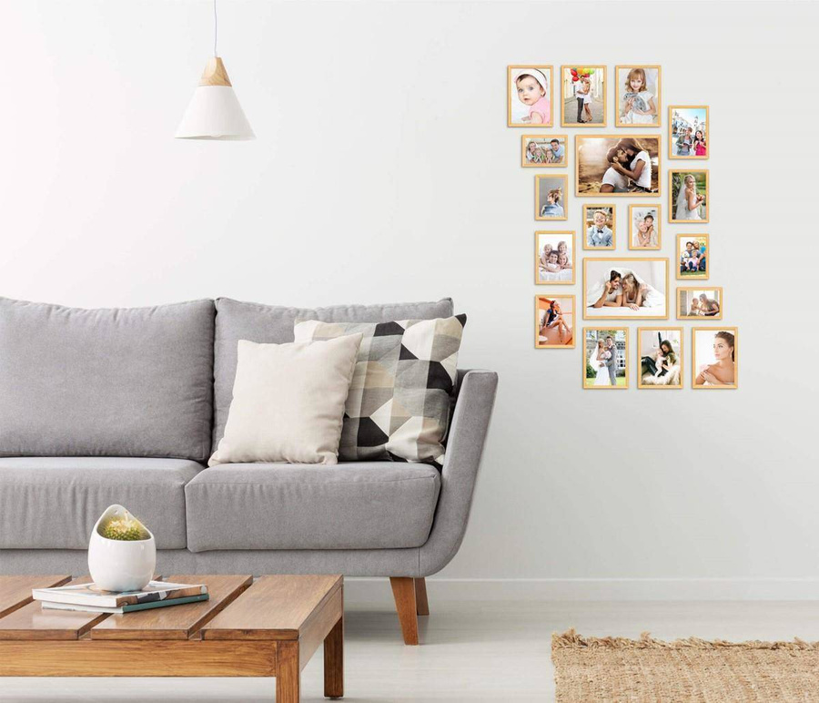 Galeria ścienna PRESTO 0 GF0006. Zestaw naturalnych ramek na ścianę