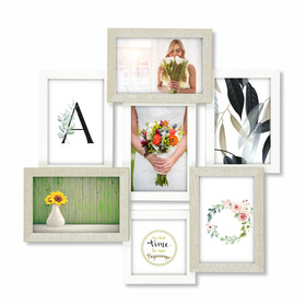 Multirama drewniana Cottage 72, zestaw ramek 1 X 10x10 cm, 6 X 10x15 cm - rustykalna