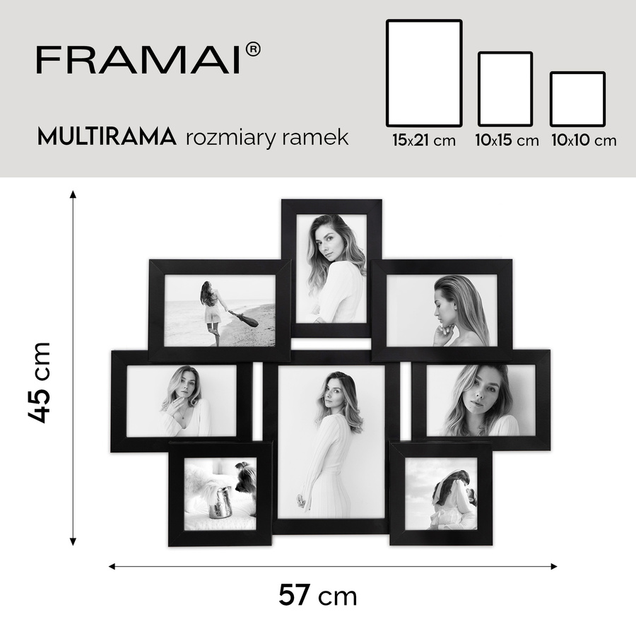 Multirama czarna MULTI HEN 2 na 8 zdjęć ramka na zdjęcia
