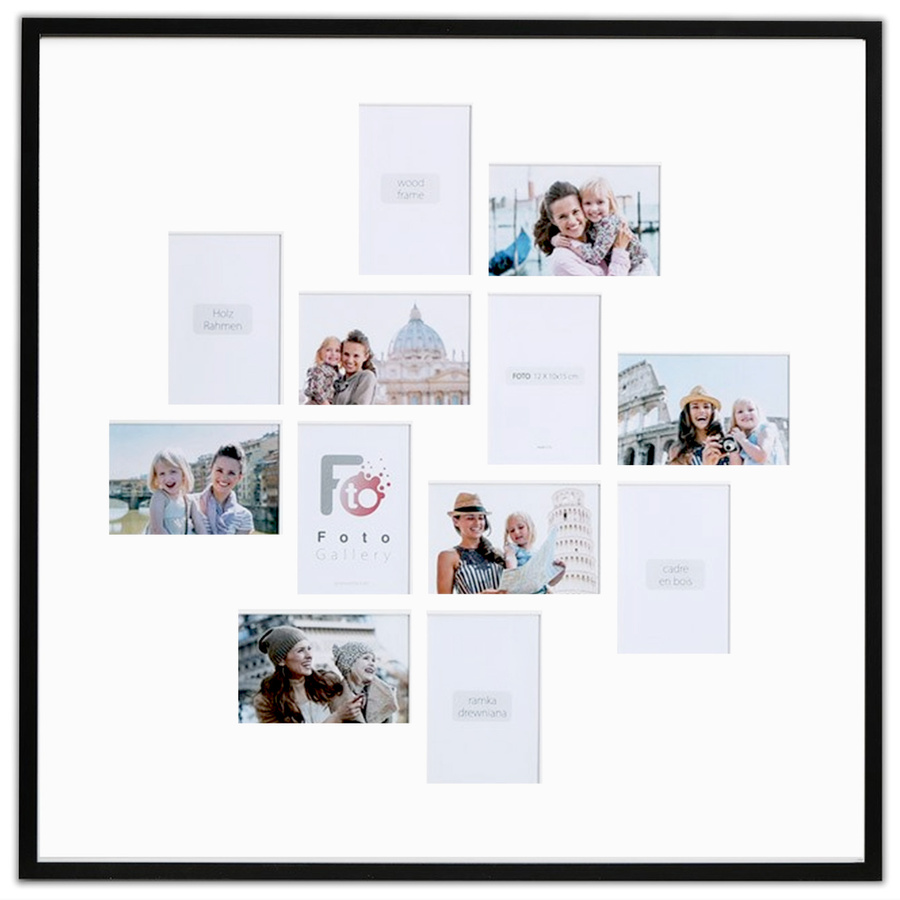 Ramka drewniana galeria passe-partout Black 70x70 - kolor czarny