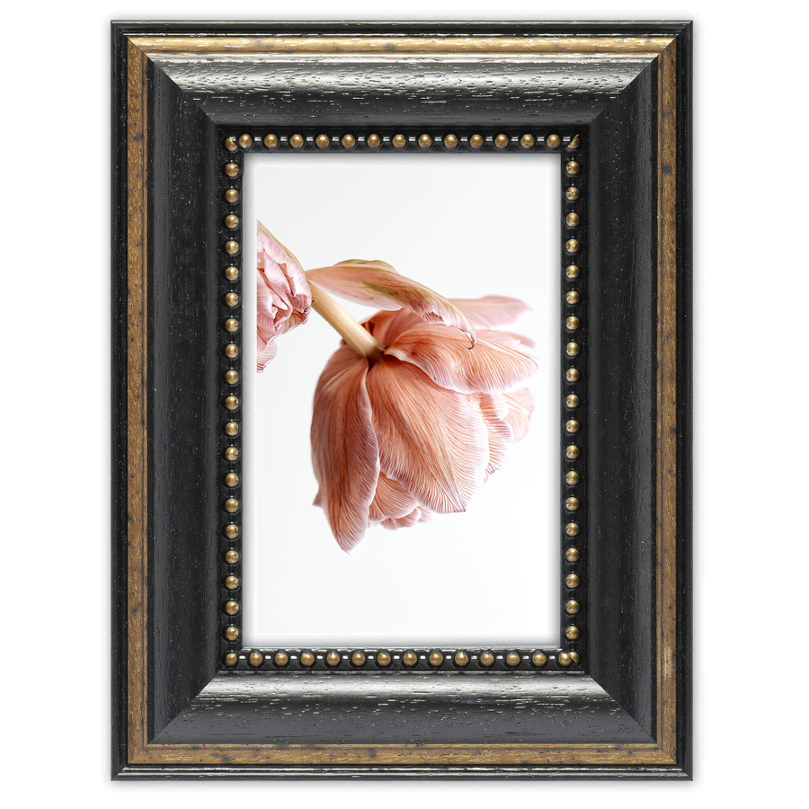 Ramka drewniana PATERNO 2124, ozdobna fotoramka na zdjęcia, plakaty lub obrazy - kolor czarny, złocenia