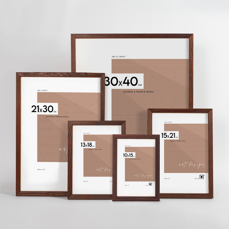 Ramka drewniana PINIA 3330, płaska fotoramka na zdjęcia, plakaty lub rysunki - kolor brązowy